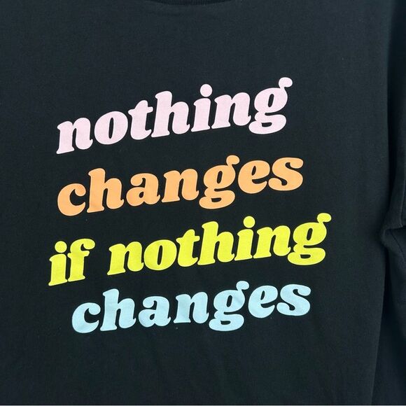 American Eagle Outfitters Short Sleeve T-Shirt Tee Black Nothing Changes Sz S - Picture 4 of 10